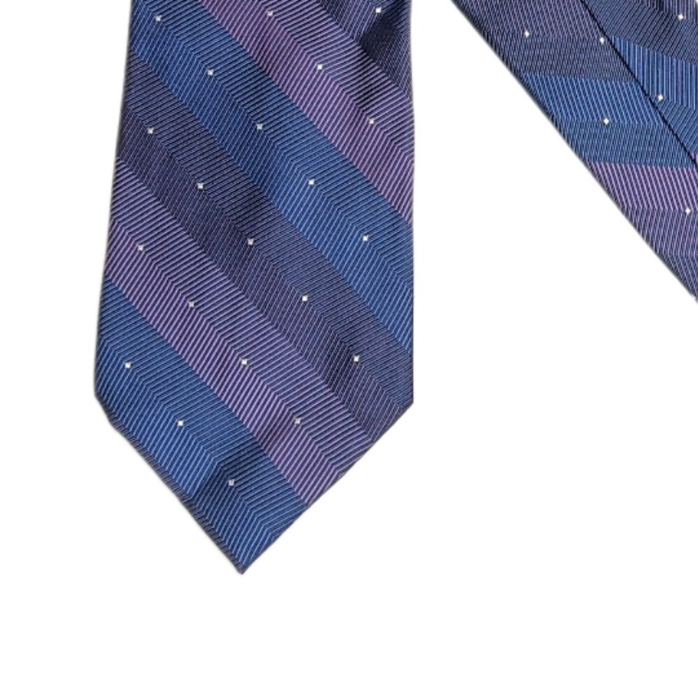 Claiborne Silk Tie Men’s 61” Blue Purple Chevron Stripe Woven Preppy Wide New